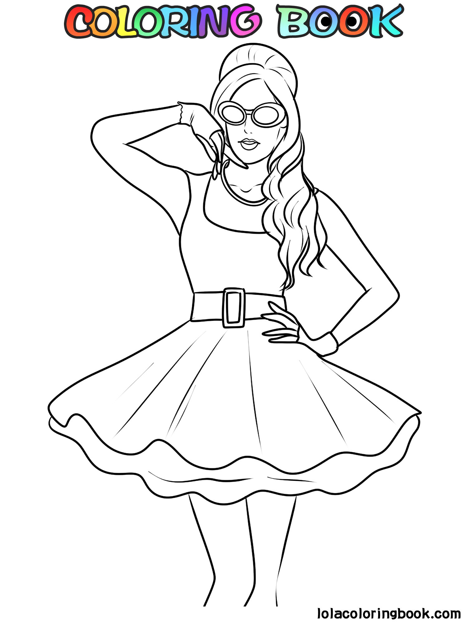 lola in a vintage dress-lola-printable-coloring-books